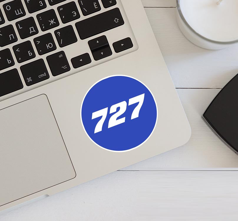 727 Flat Text Blue Designed Stickers