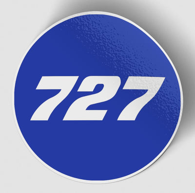 Boeing 727 Flat Text Blue aviation themed sticker, weather-resistant vinyl.