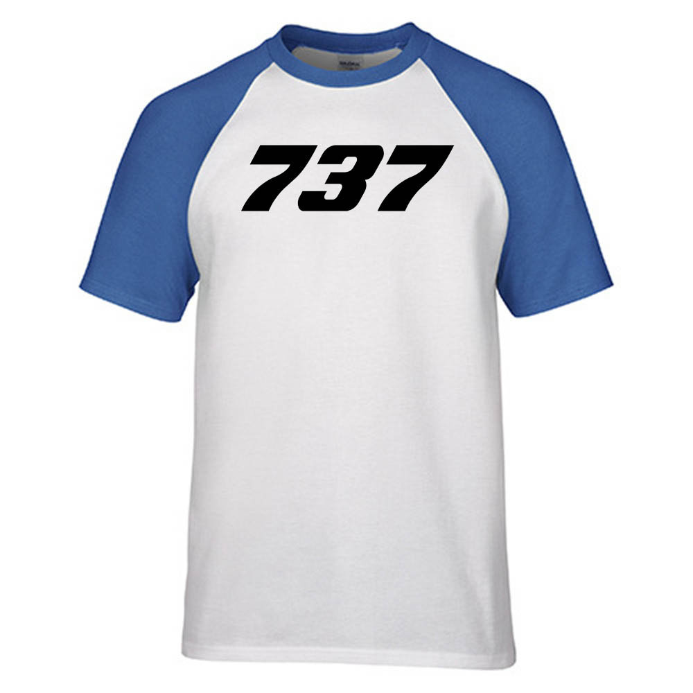 737 Flat Text Designed Raglan T-Shirts