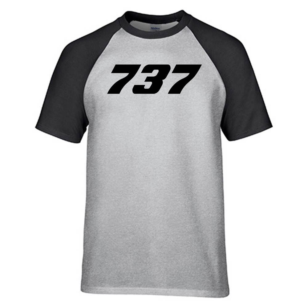 737 Flat Text Designed Raglan T-Shirts