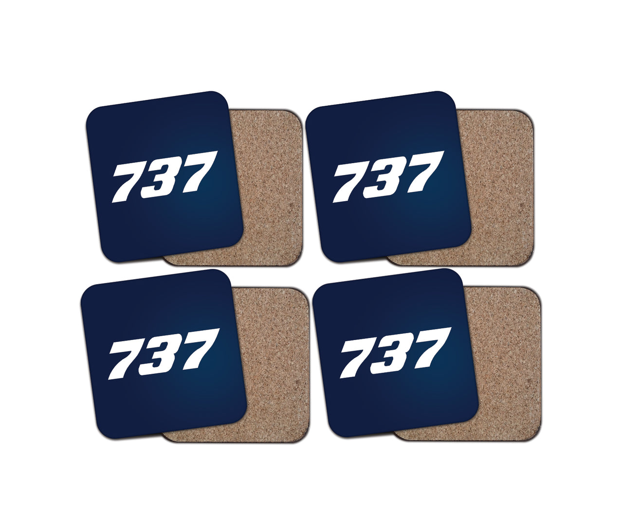 737 Flat Text Designed Coasters
