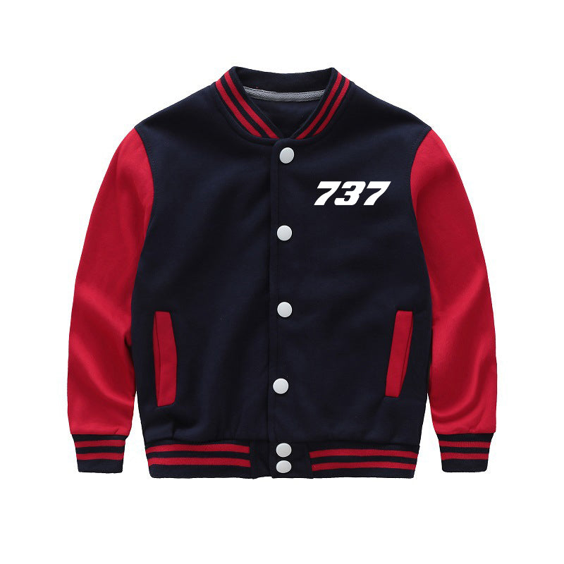 737 Flat Text Designed "CHILDREN" Baseball Jackets