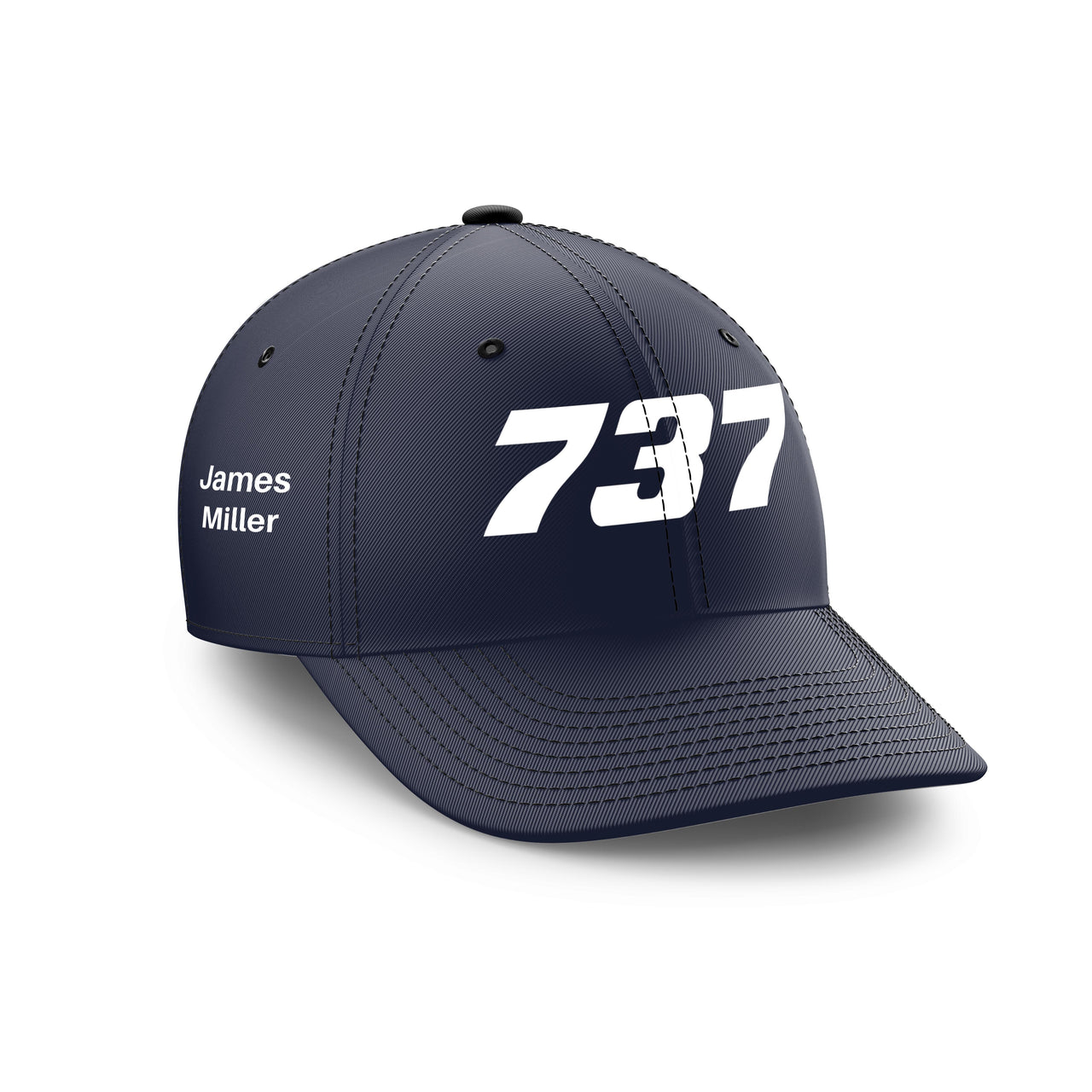 Customizable Name & 737 Flat Text Embroidered Hats