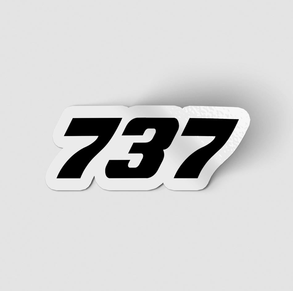 737 Flat Text Designed Stickers