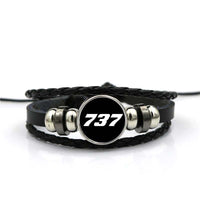 Thumbnail for 737 Flat Text Designed Leather Bracelets