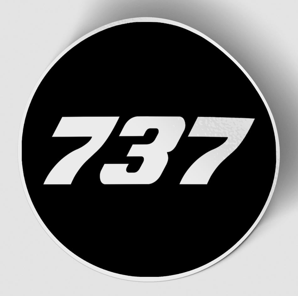 737 Flat Text Black Designed Stickers