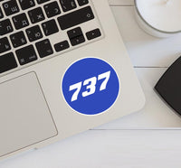 Thumbnail for 737 Flat Text Blue Designed Stickers