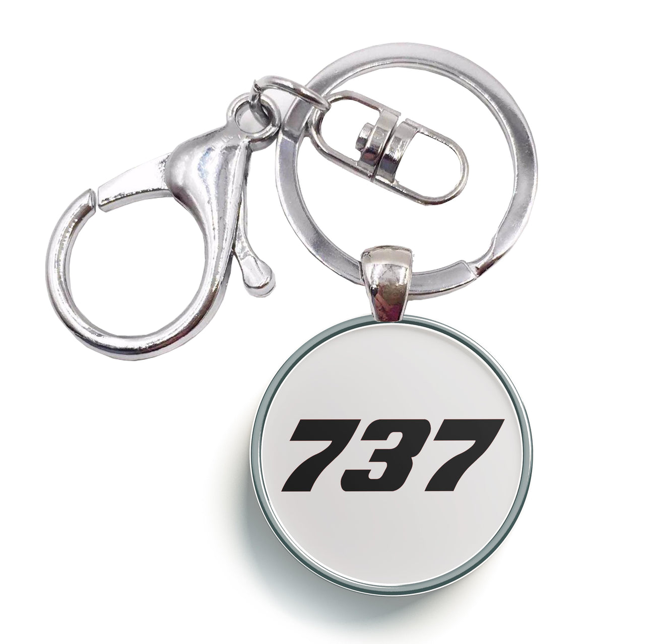 737 Flat Text Designed Circle Key Chains