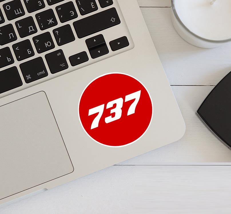 737 Flat Text Red Designed Stickers