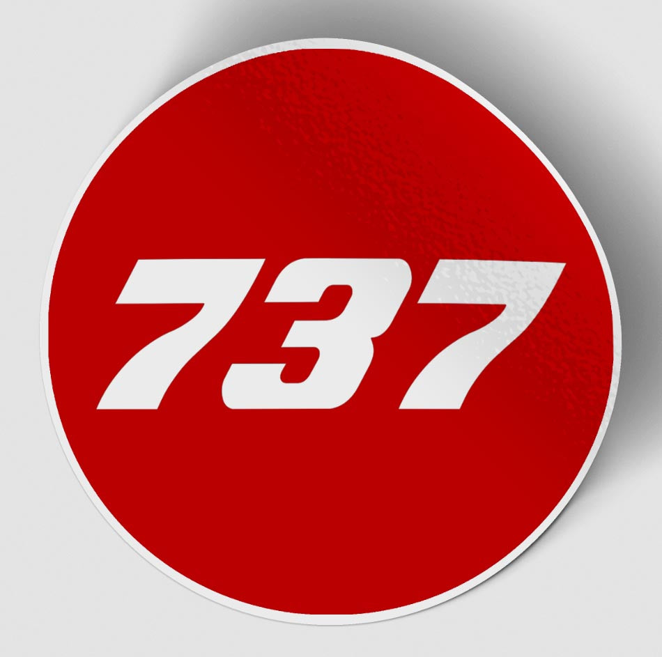 737 Flat Text Red Designed Stickers