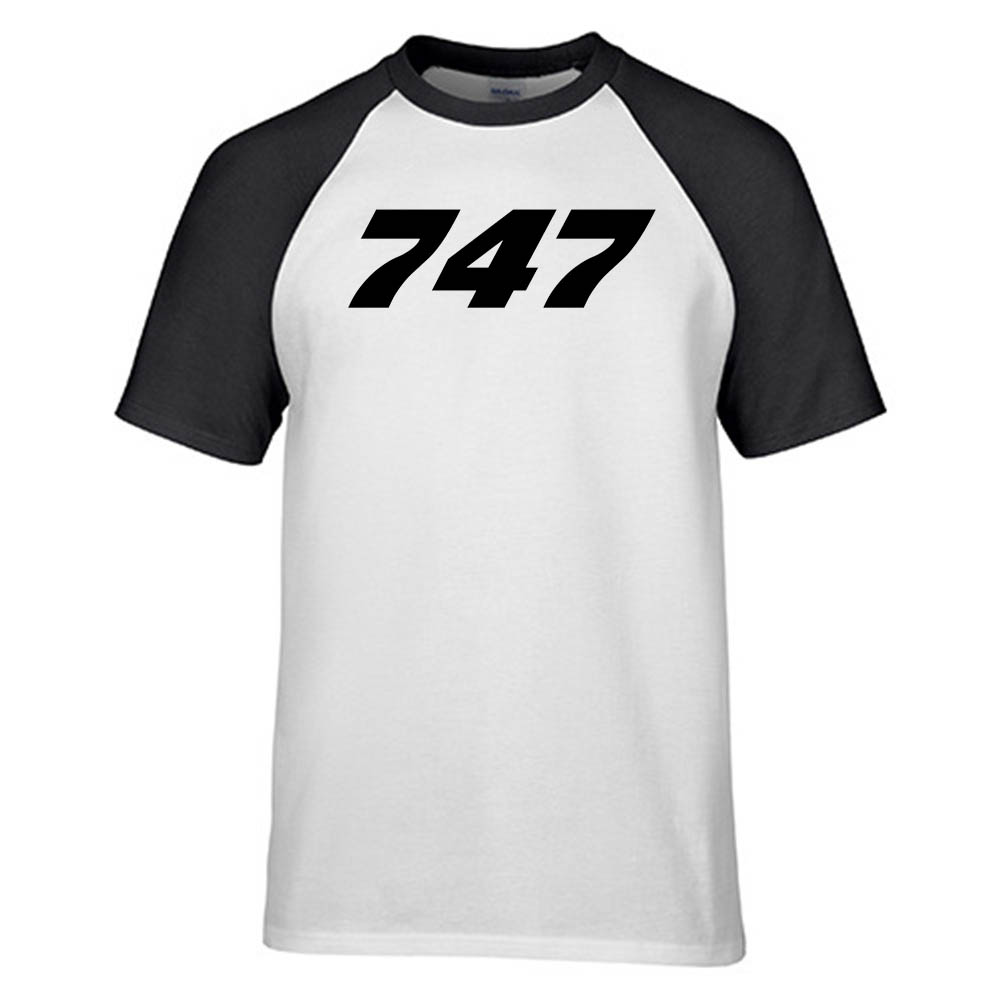 747 Flat Text Designed Raglan T-Shirts