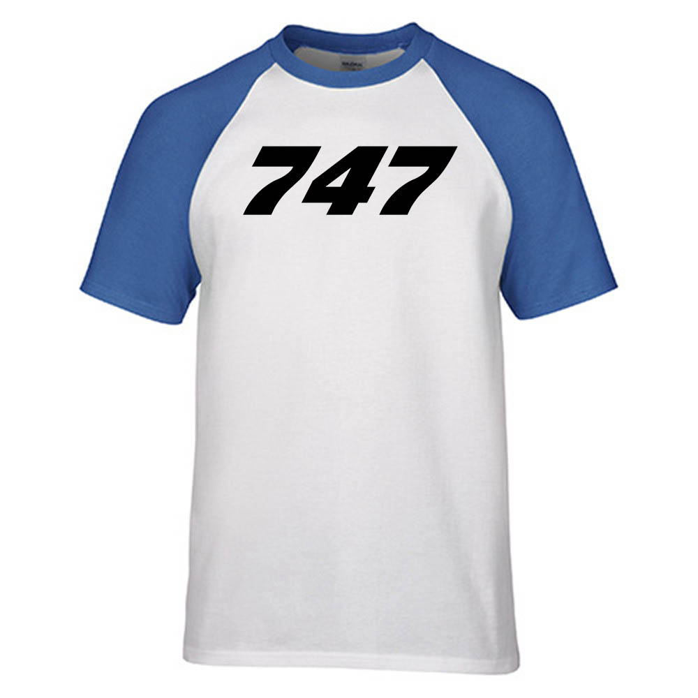 747 Flat Text Designed Raglan T-Shirts