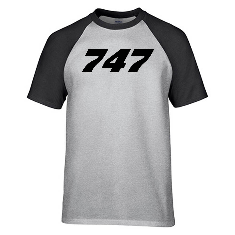 747 Flat Text Designed Raglan T-Shirts