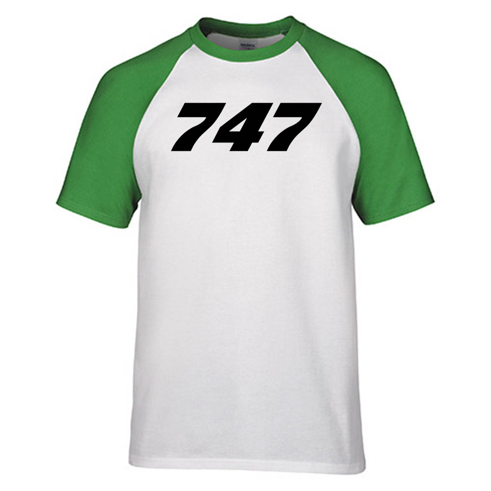 747 Flat Text Designed Raglan T-Shirts