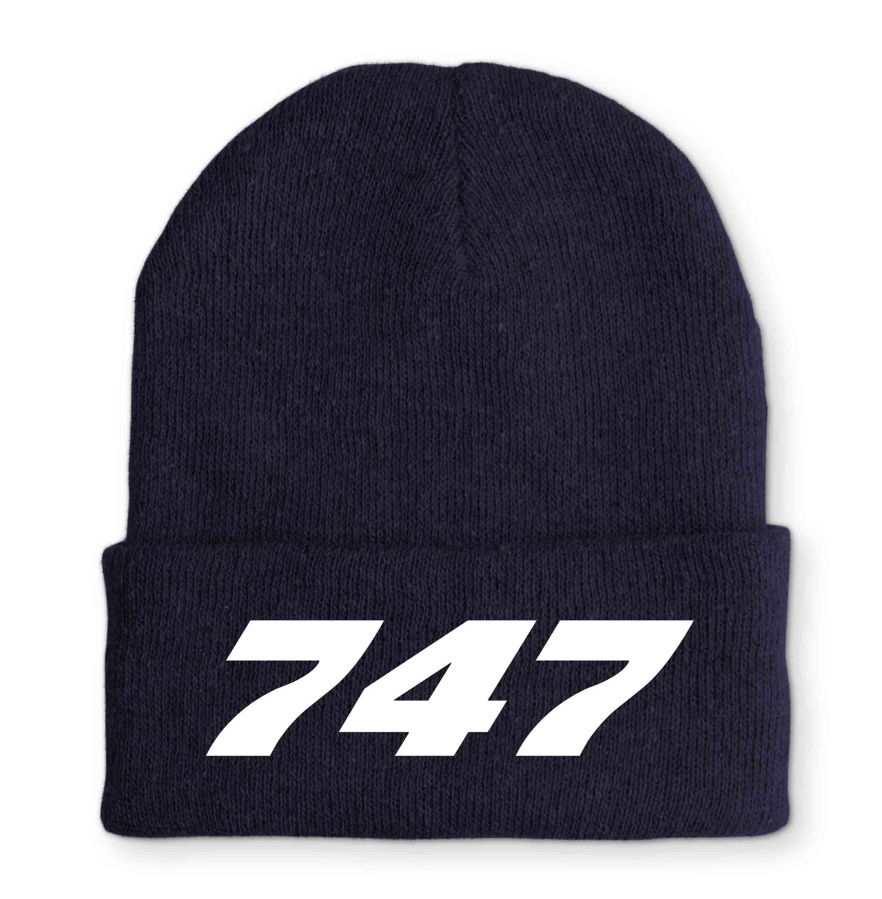 747 Flat Text Embroidered Beanies