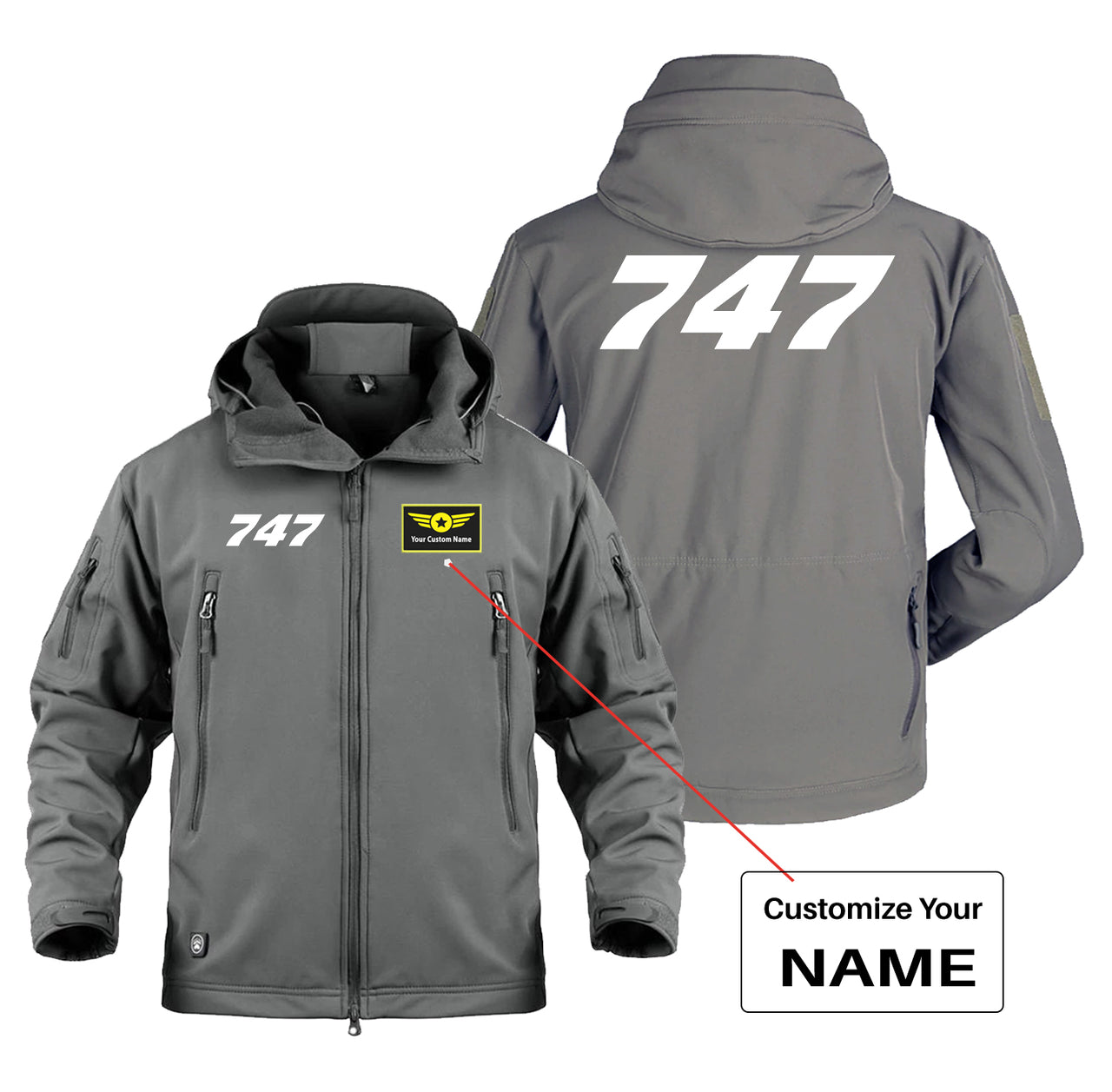 747 Flat Text Designed Military Jackets (Customizable)