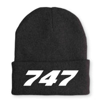 Thumbnail for 747 Flat Text Embroidered Beanies