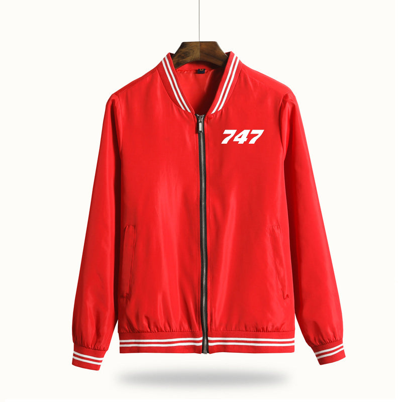 747 Flat Text Designed Thin Spring Jackets