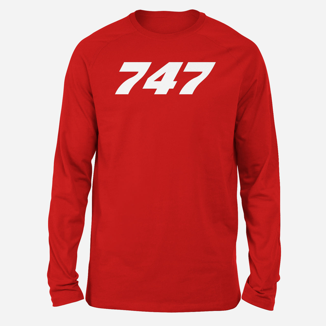 747 Flat Text Designed Long-Sleeve T-Shirts