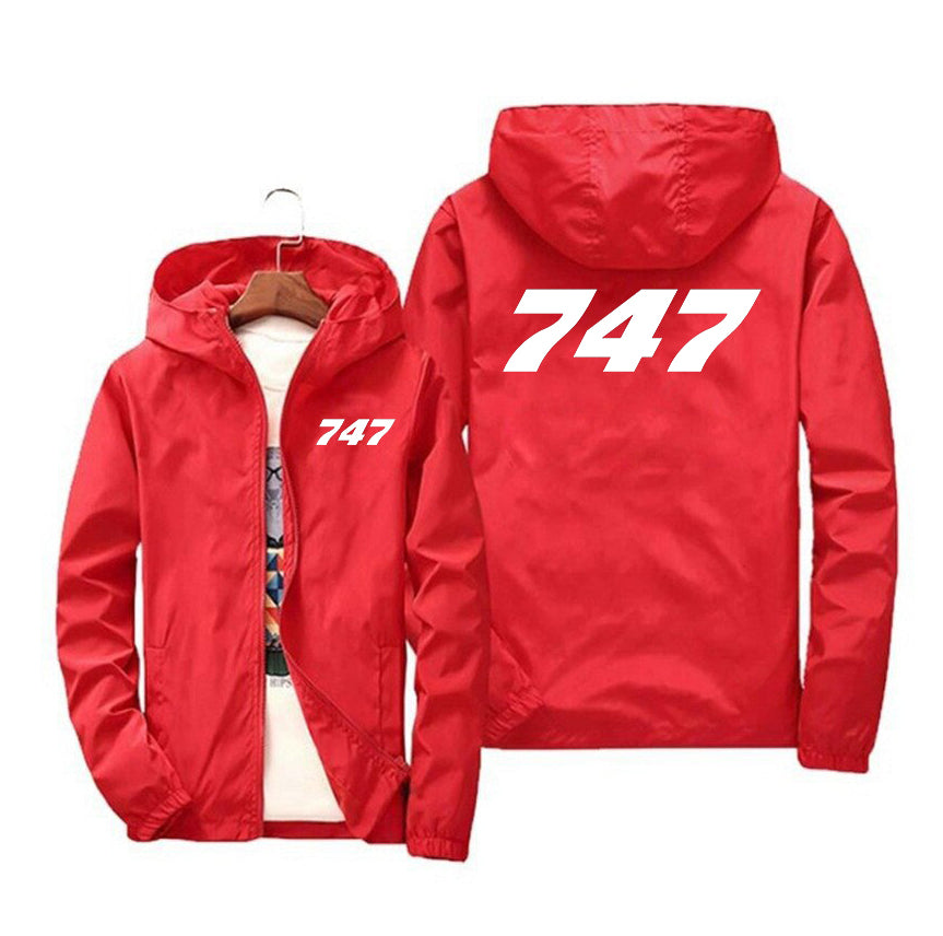747 Flat Text Designed Windbreaker Jackets