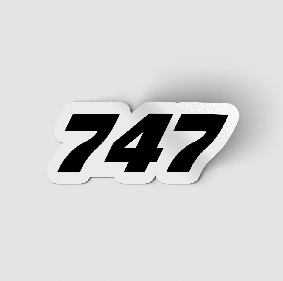 747 Flat Text Designed Stickers
