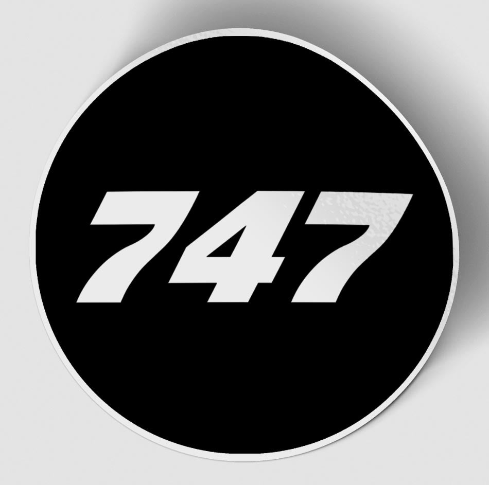 747 Flat Text Black Designed Stickers