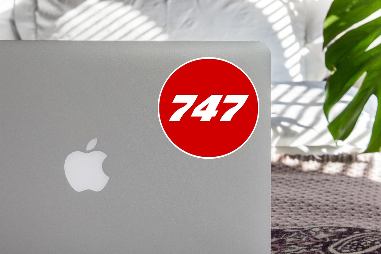 747 Flat Text Red Designed Stickers