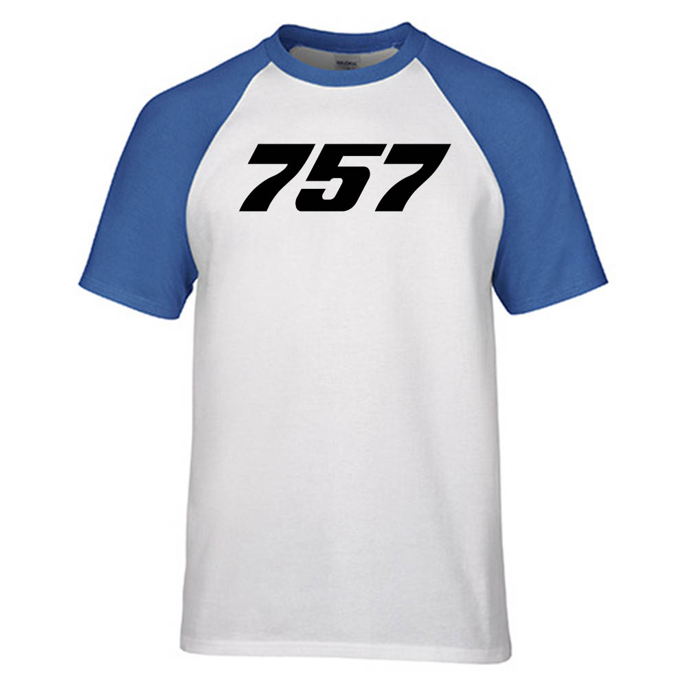 757 Flat Text Designed Raglan T-Shirts