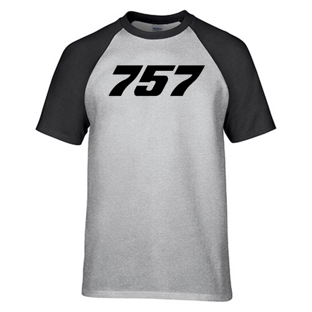 757 Flat Text Designed Raglan T-Shirts