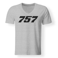 Thumbnail for 757 Flat Text Designed V-Neck T-Shirts