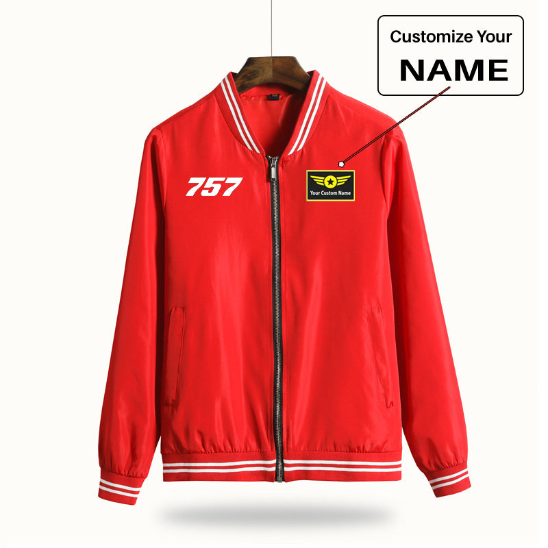 757 Flat Text Designed Thin Spring Jackets