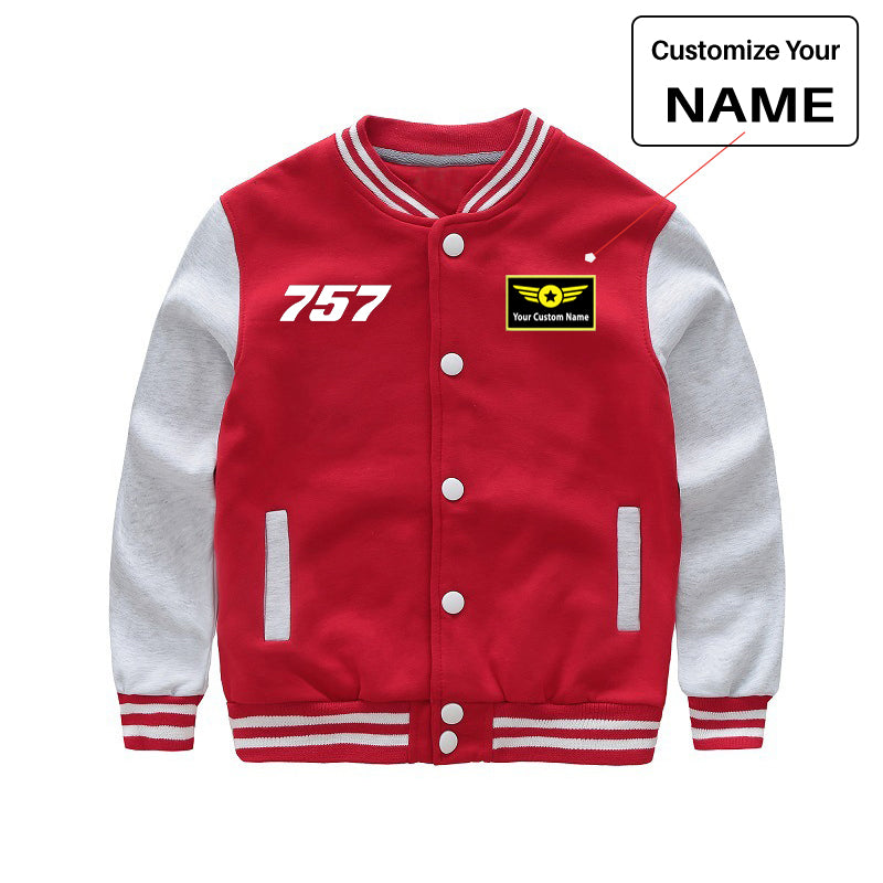757 Flat Text Designed "CHILDREN" Baseball Jackets
