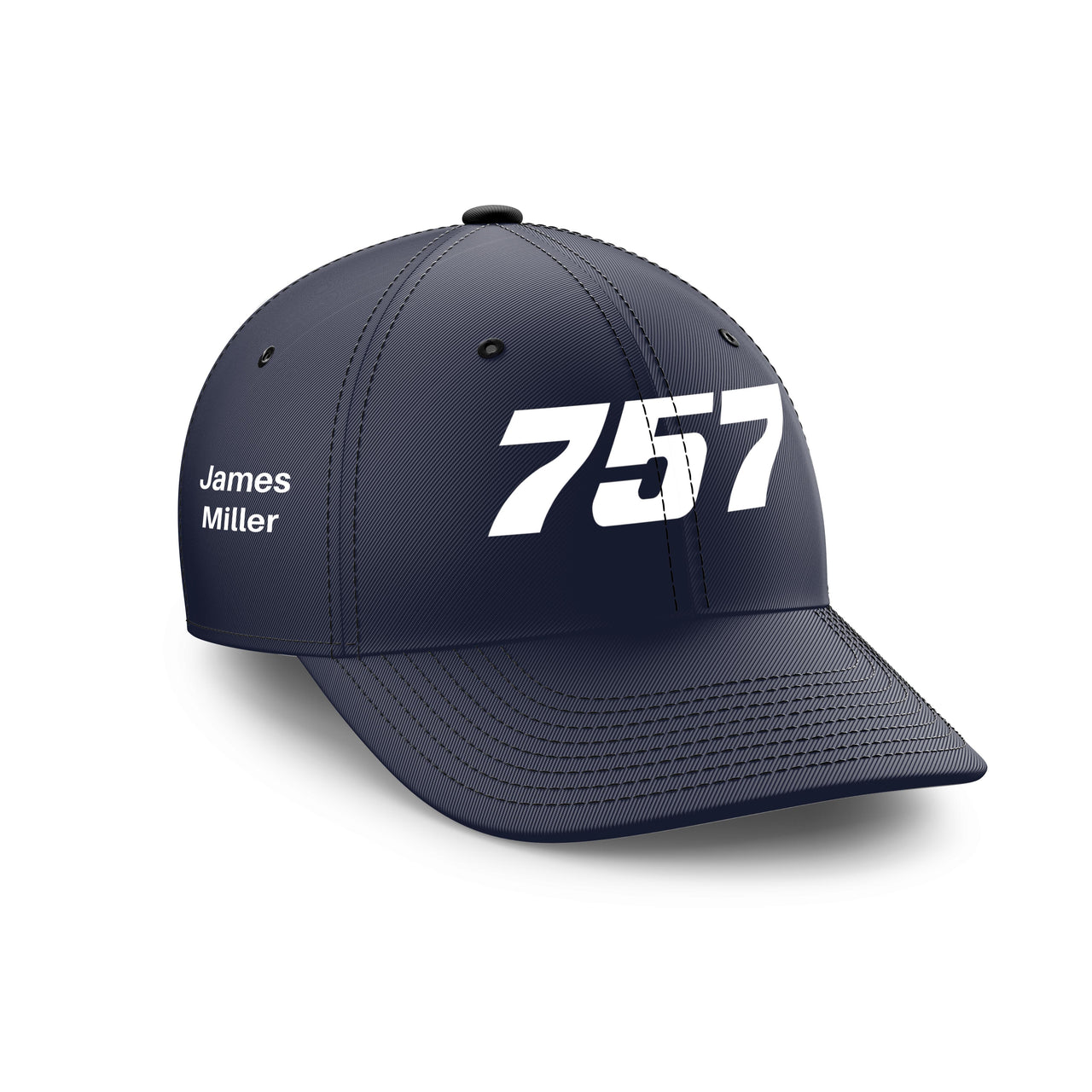 Customizable Name & 757 Flat Text Embroidered Hats