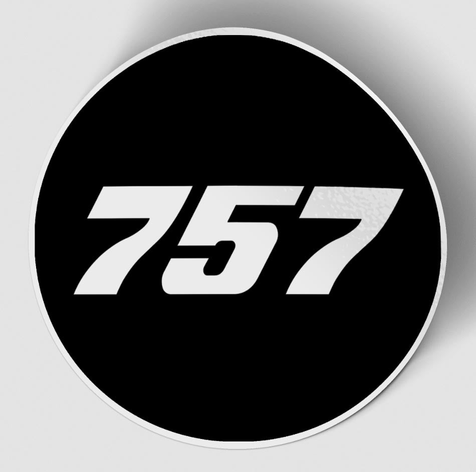 757 Flat Text Black Designed Stickers