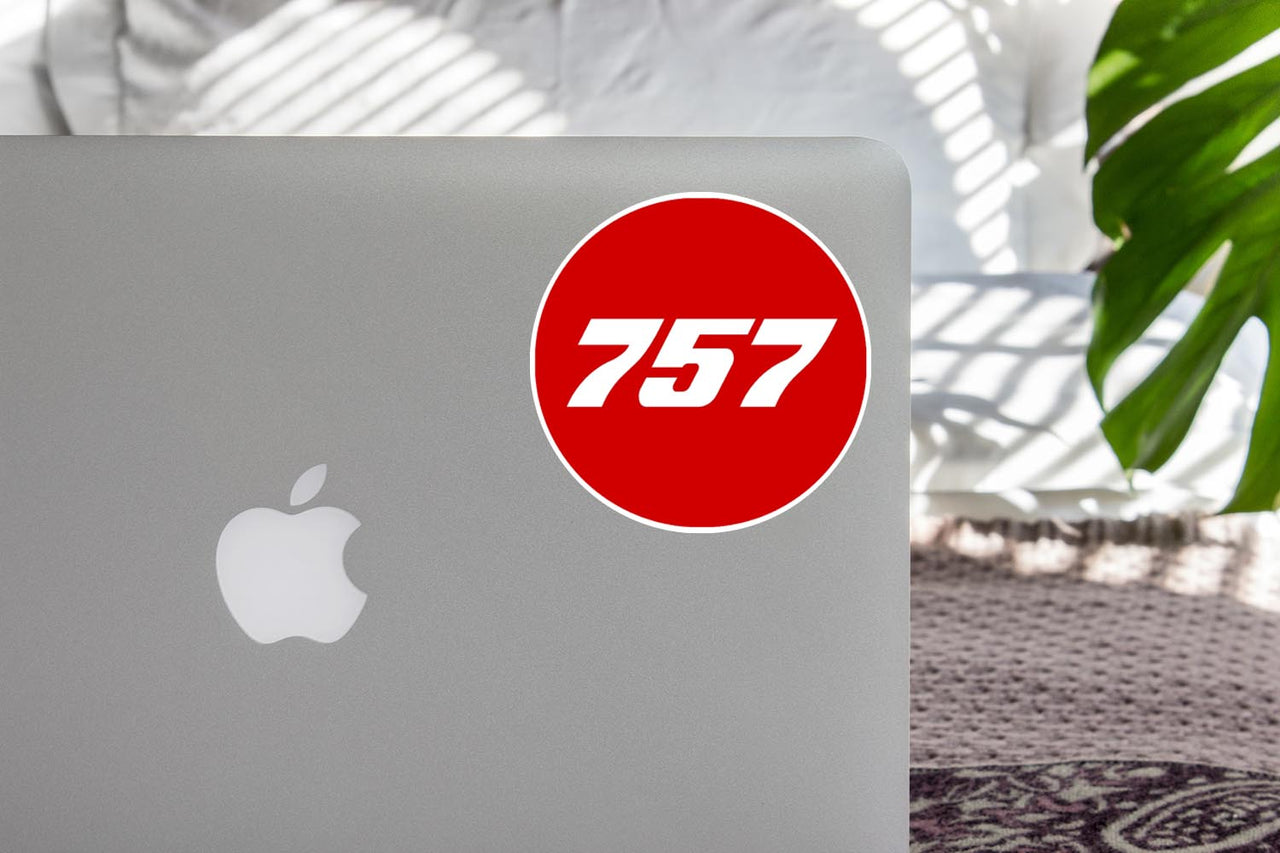757 Flat Text Red Designed Stickers