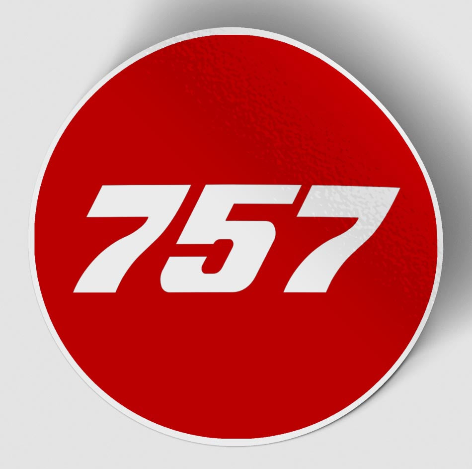 757 Flat Text Red Designed Stickers