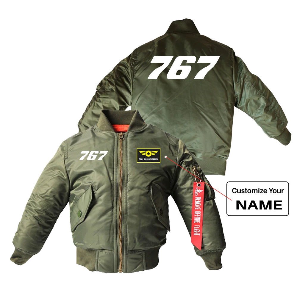 767 Flat Text Designed Children Bomber Jackets