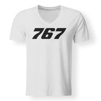 Thumbnail for 767 Flat Text Designed V-Neck T-Shirts