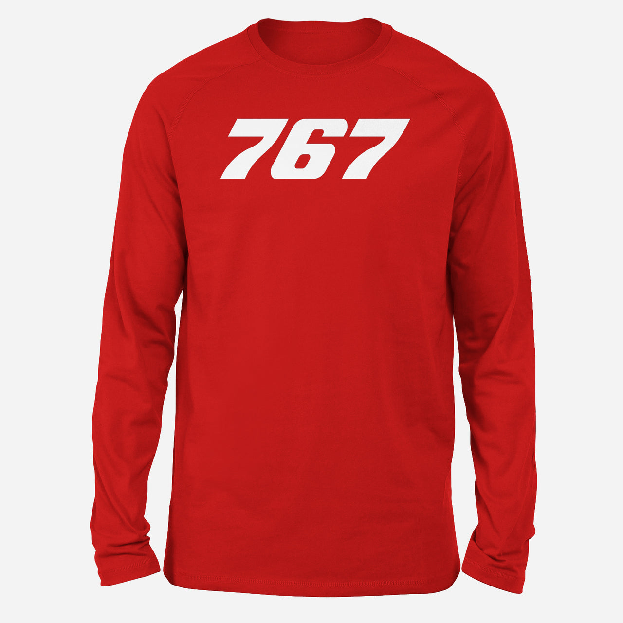 767 Flat Text Designed Long-Sleeve T-Shirts