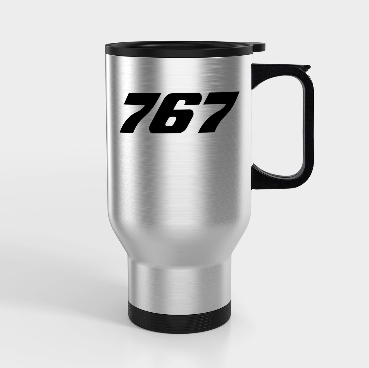 767 Flat Text Designed Travel Mugs (With Holder)