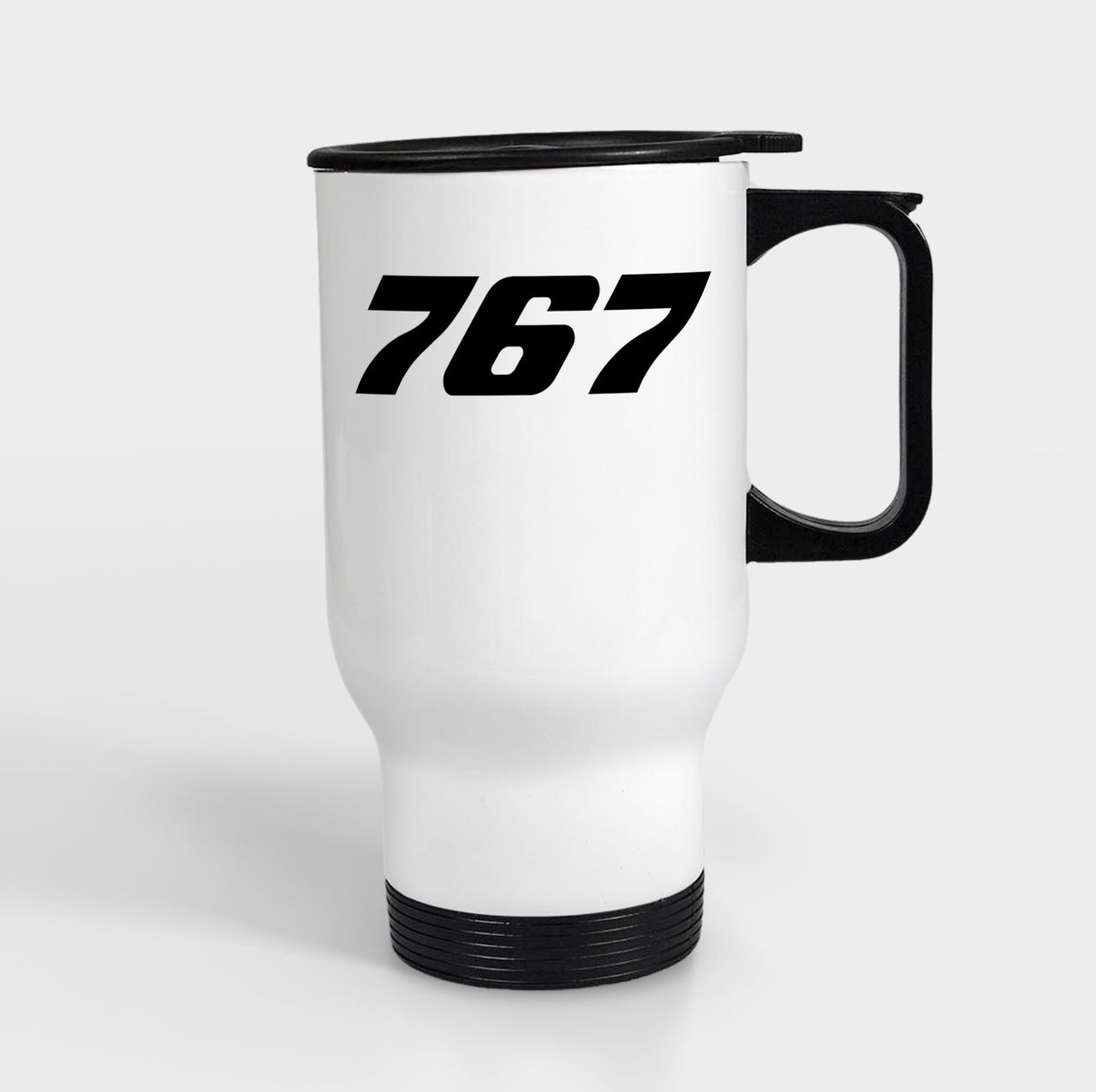 767 Flat Text Designed Travel Mugs (With Holder)