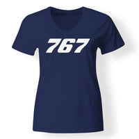 Thumbnail for 767 Flat Text Designed V-Neck T-Shirts