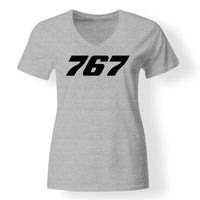 Thumbnail for 767 Flat Text Designed V-Neck T-Shirts