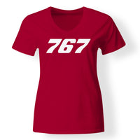 Thumbnail for 767 Flat Text Designed V-Neck T-Shirts