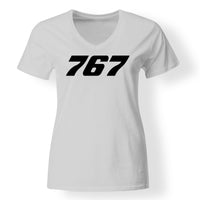 Thumbnail for 767 Flat Text Designed V-Neck T-Shirts