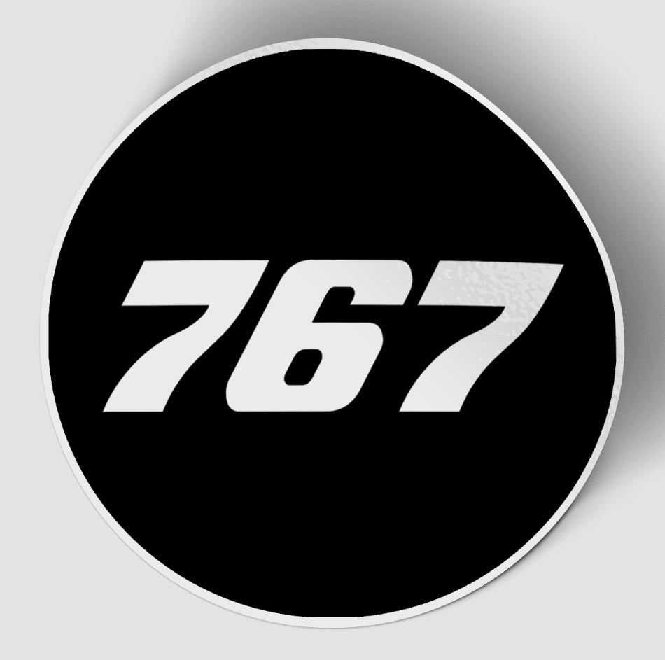 767 Flat Text Black Designed Stickers