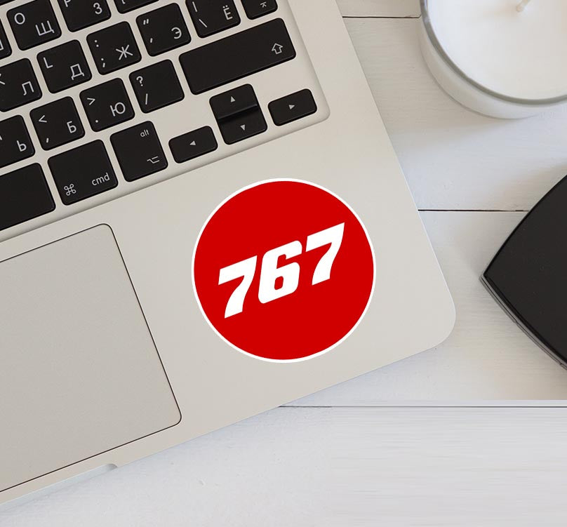 767 Flat Text Red Designed Stickers