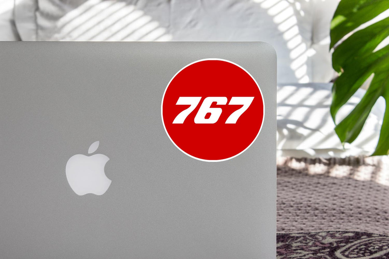 767 Flat Text Red Designed Stickers