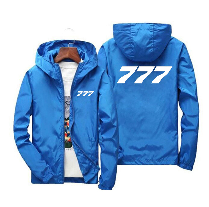 777 Flat Text Designed Windbreaker Jackets