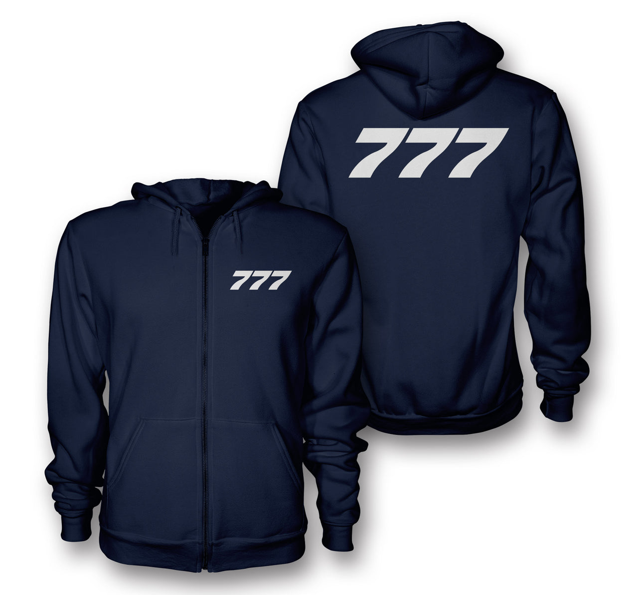 777 Flat Text Designed Zipped Hoodies